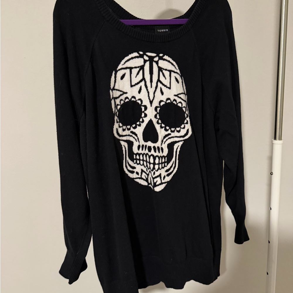 Torrid Black and White Skull Sweater